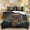Green Cat Portrait, variant on ZIATUBLES Blue Soccer Ball Print Twin Size Duvet Cover Set, 3 Pieces Soft Cozy Bedding, 1 Duvet Cover & 2 Pillowcases, Easy Care Lightweight Bedding for All Season, Chic Modern Decor