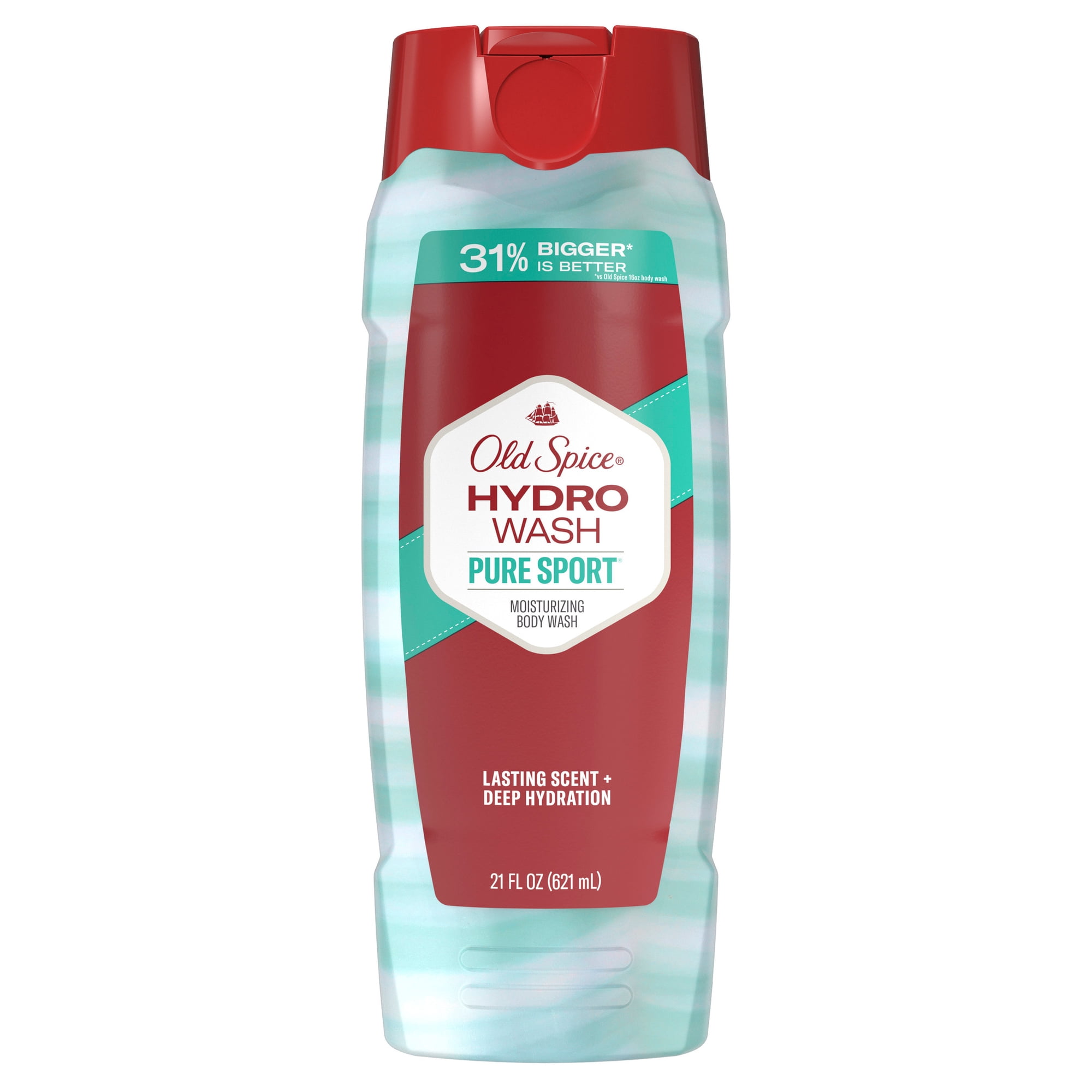 Old Spice Men's Body Wash Moisturizing Hydro Wash Pure Sport Plus, 21 fl oz
