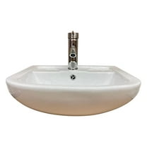 Lorixon White Bathroom Ceramic Sink White 18 3/8 inches Modern Basin with Overflow