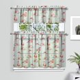 thumbnail image 2 of Kitchen Curtains 36 Inch Short - 3 Panel Set, Flamingo Tropical Bird Print, Rod Pocket Window Curtain, 100% Polyester for Hawaiian Summer Beach Decor, Easy Wash, 2 of 6