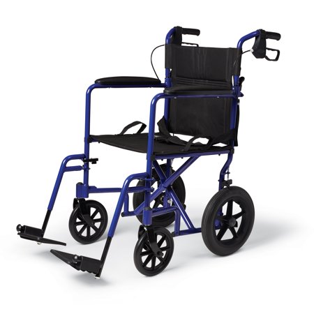 Medline Excel Deluxe Aluminum Transport Chair With Hand Brakes