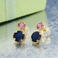 thumbnail image 2 of Gem Stone King 14K Yellow Gold Blue Sapphire and Pink Lab Grown Diamond Earrings for Women (2.70 Cttw, Gemstone September Birthstone, Round Cut 6MM and 4MM), 2 of 3