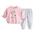 thumbnail image 3 of Kogui Girl Athletic Clothes Toddler Girl's Graphic Crew Neck Sweatshirt Pullover Tops and Sweatpants Fall Outfits for Toddler Girls 5T 6T (Pink,5-6 Years), 3 of 8
