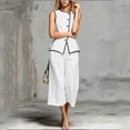 thumbnail image 5 of akafmk 2 Piece Sets for Women Summer Sleeveless Button Top and Pants Sets Vacation Travel Outfits, 5 of 7