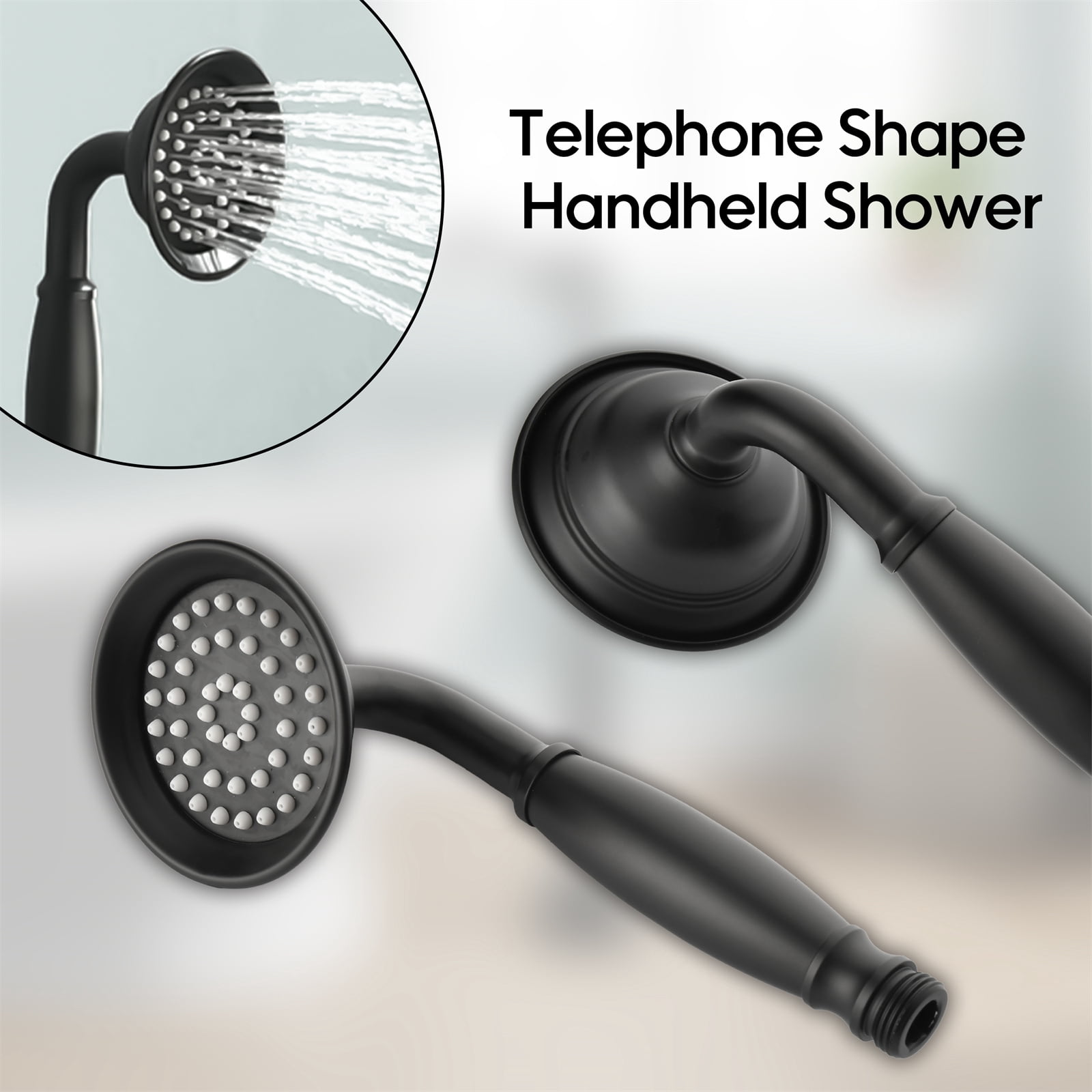 ANGELES HOME Freestanding Tub Faucet with Handheld Shower, Floor Mount Bathtub Filler, Roman Bathtub Faucet with Swivel Spout Brass Rough-in and Water Hose, Matte Black