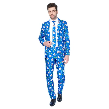 Suitmeister Men's Christmas Blue Snowman Christmas Suit