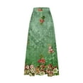 thumbnail image 5 of WXLWZYWL Women's Linen Maxi Skirt with Pockets - Floral Print Casual Elastic Waistband Flared Long Skirt 2024 Fall Fashion, 5 of 5