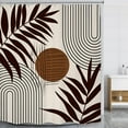 thumbnail image 2 of Extra Long Mid Century Modern Shower Curtain Brown Boho Shower Curtain Abstract Leaves Shower Curtain Set 72Wx84H Minimalist Geometric Bath Curtain Aesthetic Bathroom Accessories Home Decor, 2 of 5