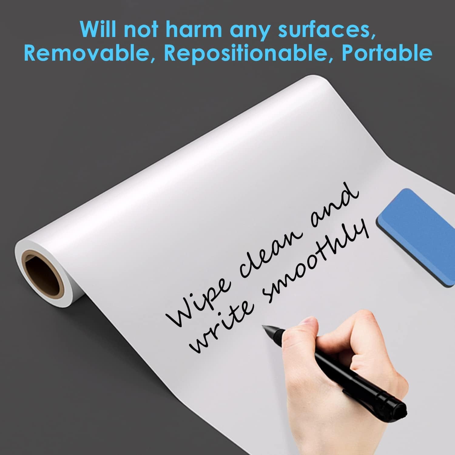 2 Roll Static Cling Dry Erase Sheets, Removable Reusable Whiteboard Poster Paper for Wall, Portable White Board Dry Erase Wallpaper 16.5x23-30 Sheets