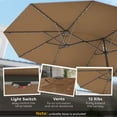 thumbnail image 4 of Outsunny Double-Sided Sun Umbrella, Outdoor Garden Parasol, Patio Sun Shade with LED Solar Light, Coffee, 4 of 9