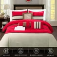 thumbnail image 3 of Mocassi 12-Piece Microsuede Comforter Set, Cirena Bedding Collection includes 6-Piece Smart Sheet Set, Matching Shams & Decorative Pillows, Full/Queen, Red, 3 of 7