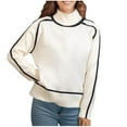 thumbnail image 2 of WXLWZYWL Sweaters for Women Trendy Womens Long Sleeve Turtleneck Pullover Sweaters Casual Loose Color Block Cozy Knit Tops, 2 of 5
