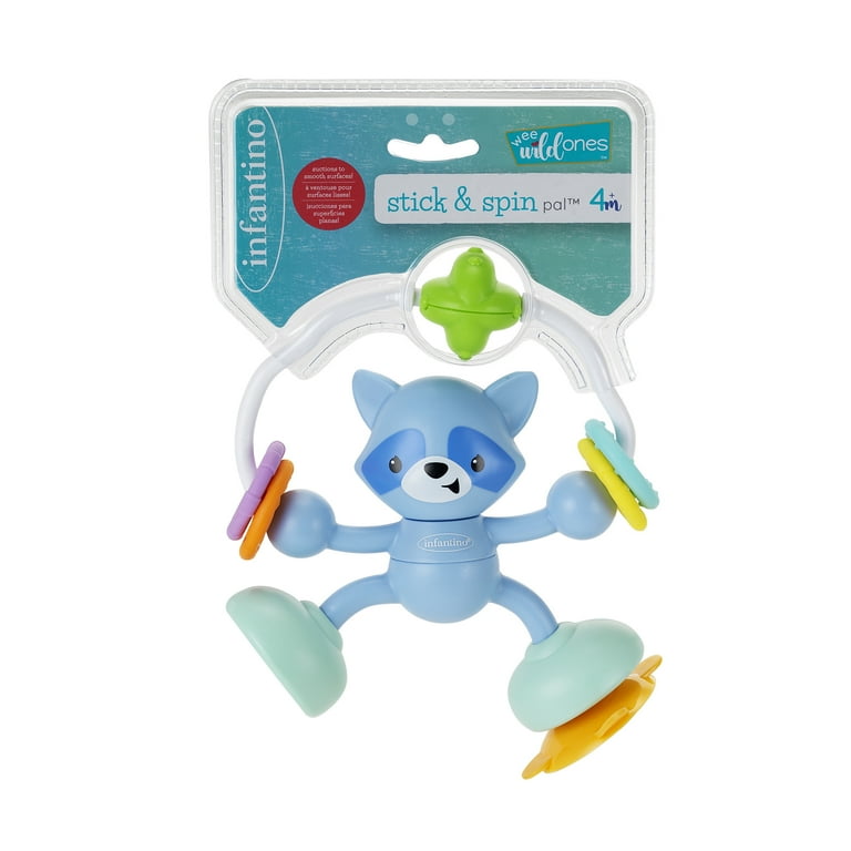 Infantino Stick Spin Raccoon Pal Suction Attachment Toy, 4+