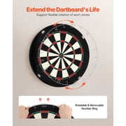 KFFKFF Dartboard Set with 6 Darts & Scoring Kit,Durable Sisal Fibers Dartboard Featuring Staple-Free Bullseye & Adjustable Number Ring,17.7 Steel Tip Dart Board for Home Entertainment and Game Rooms