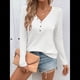 thumbnail image 4 of Blusa de Otoño con Cuello en V, Larga, Cuello Halter y Botones, Informal, Elegante, de Punto Gofre para Mujer. S, 4 of 7