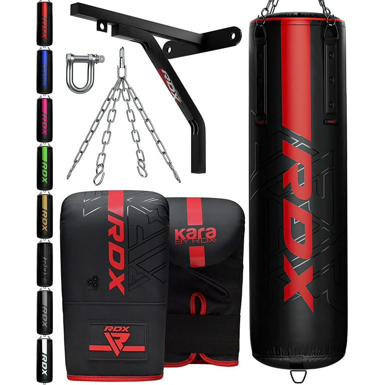 RDX 13PC Punching Bag Anti Swing Heavy Filled Set, Non Tear Maya Hide  Leather Adult Bag with Ceiling Hook Punching Gloves Chain, Kickboxing  Boxing MMA Muay Thai Karate Training, 60 lb, 80