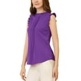 thumbnail image 4 of INSPIRE CHIC Women's Sleeveless Blouse Ruffled Pleated Wear-to-Work Chic Blouse XL Deep Purple, 4 of 7