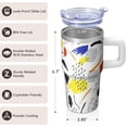 thumbnail image 3 of Double Wall 20oz Travel Tumbler with Handle and Straw, Geometric Design Stainless Steel Insulated Coffee Mug, 3 of 5