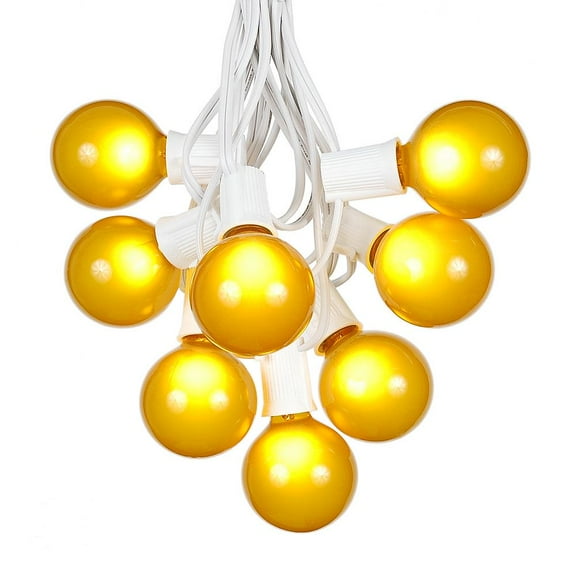 Novelty Lights 100 Feet Yellow G50 Globe Outdoor Patio String Lights, White Wire