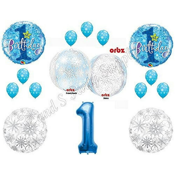 WINTER ONE-DERLAND Orbz 1st Birthday party Balloons Decoration Supplies First Snow Wonderland
