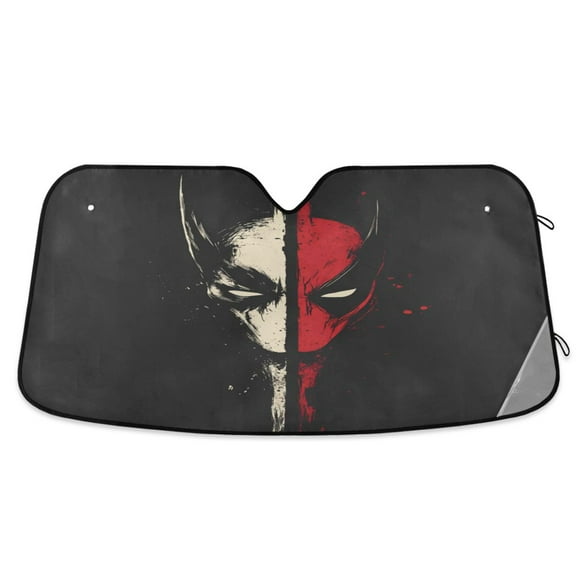 Qxltty Deadpool and Wolverine Car Windshield Sunshades Foldable UV Rays Sun Visor Protector Keep Your Vehicle Cool 53×23.5in
