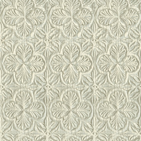 Chesapeake Karachi Aqua Wooden Damask Wallpaper, 20.5-in by 33-ft