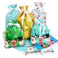 thumbnail image 2 of Bolsas de regalo navideñas con cordón de 42/31 cm, diseño de Papá Noel, grandes, doradas y plateadas, para galletas, dulces, para Navidad, 5 unidades, 2 of 5