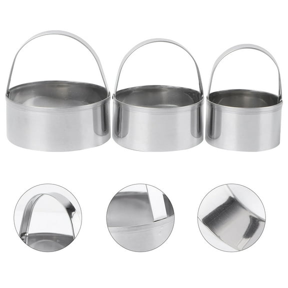 jojofuny Round Biscuit Cutter 3Pcs Stainless Steel with Handle for Pastry Dough Cutting Home and Bakery Shop Use
