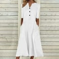 thumbnail image 2 of Spring Sale 2024 Hontri Dresses for Women 2024 Summer Casual for Women Button up Short Sleeve Dress Party Flowy Midi Dress Womens Dresses White,Xxl, 2 of 8