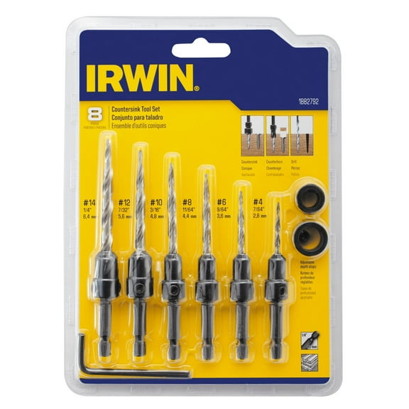 Irwin Multi Size Dia. Steel Wood Countersink 1/4 in. Round Shank 8 pc.