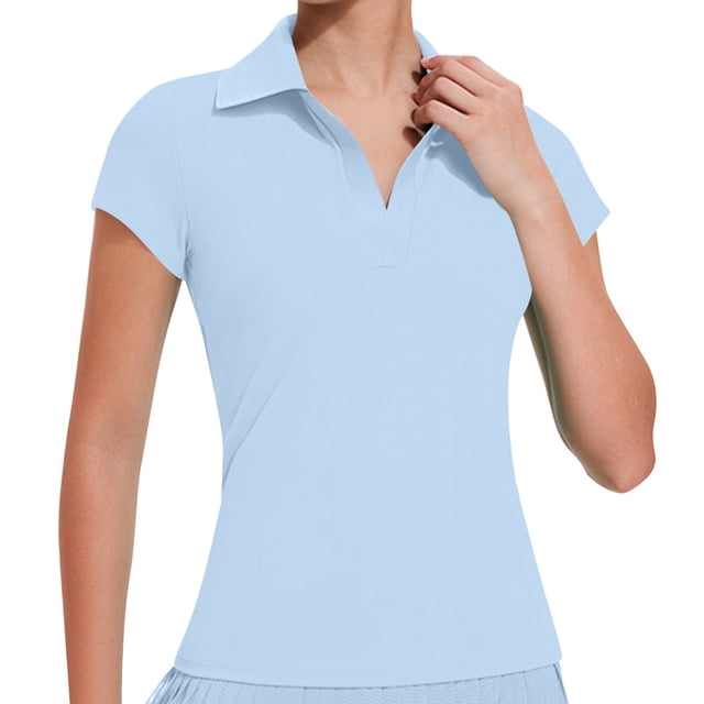 Wensltd Women Casual Tops Short Sleeve Soft Lightweight Comfortable Tops Solid Color Lapel Shirts