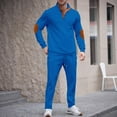 thumbnail image 2 of Stamzod Casual Sweat Suits Men Solid Color Stand-Up Collar Sweatshirt and Sweatpants Mens Long Sets 2 Piece Outfits Blue B L, 2 of 5