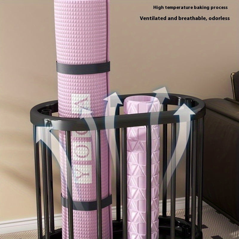 Yoga Mat Storage Racks, Sport Equipment Storage Cart, Yoga Mat Holder Storage Basket with Handle and Wheels, for Foam Roller Yoga Block Resistance Bands