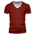 thumbnail image 4 of NinXxx Men's Solid French Crew Neck Short Sleeve Casual Top Red XXL, 4 of 4