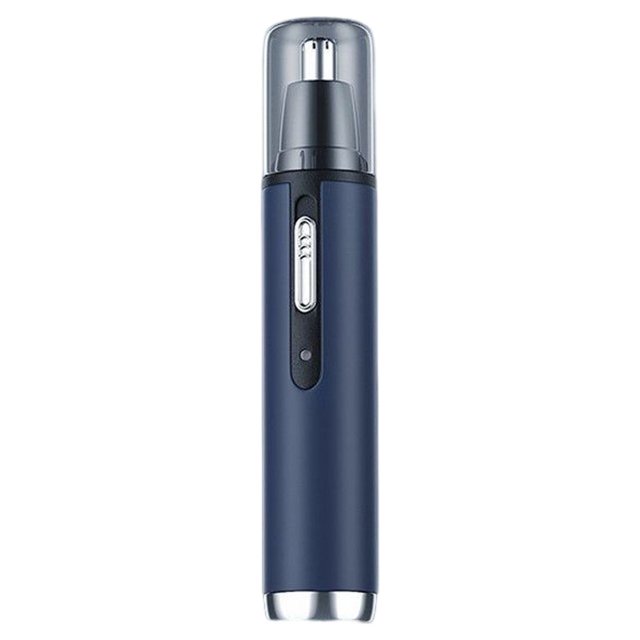QualitChoice Electric Nose Ear Hair Trimmer Battery Operated Rechargeable Portable Hand Held Clippers Remover with Cleaning Brush Blue 1Set