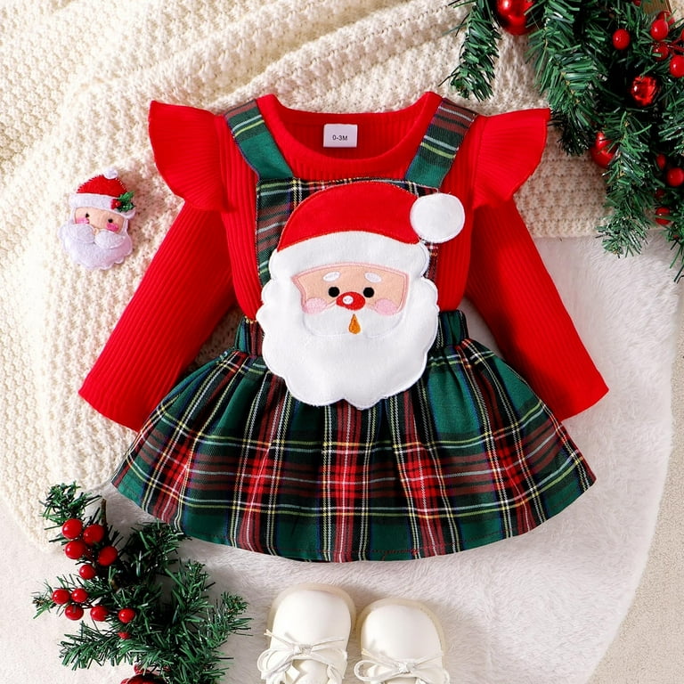 FUNDUFI Toddler Girls Clothes Outfits Cute Christmas Cartoon Santa
