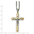 thumbnail image 3 of White Stainless Steel necklace with pendant 24 in Polished Yellow IP Crucifix, 3 of 3