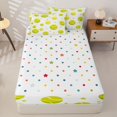 thumbnail image 4 of Homewish Tennis Ball Stars Zipper Full Size Comforter Sets with Fitted Sheet and 2 Pillowcases, Yellow Green Zipper Bedding Set for Boys and Girls, Polka Dots Reversible, 4 Pieces, 4 of 6