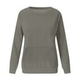 thumbnail image 4 of HOMBOM Womens Plain Sweatshirt with Pocket Pullover Lightweight Crew Neck Long Sleeve Fall Tops for Women, 4 of 5