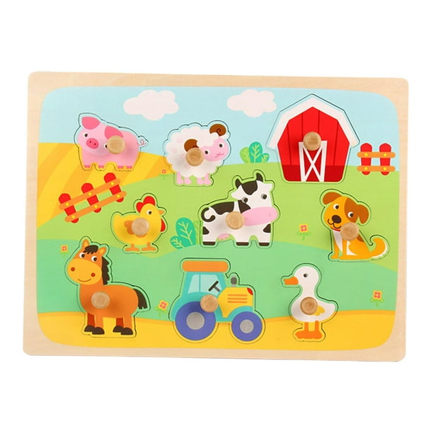 Rompecabezas de madera 3D para niños, excelentes regalos para preescolar, rompecabezas de clavijas de madera. Estilo B