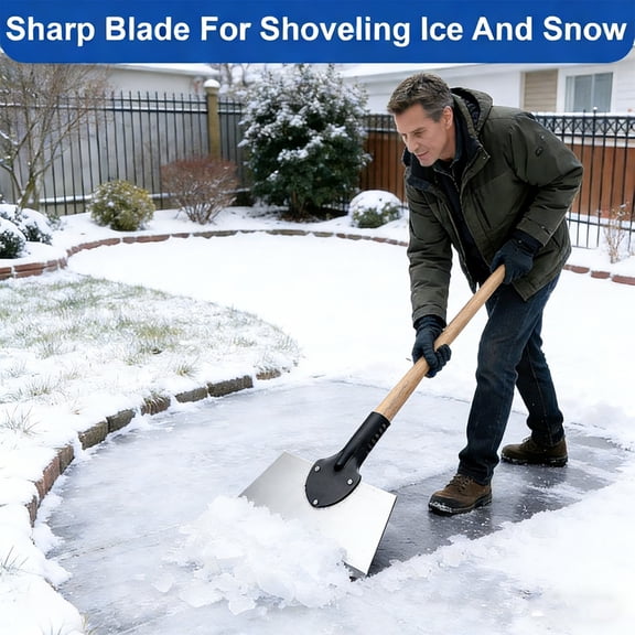 Snow Shovel Heavy Duty for Driveway, Portable Snow Removal Tool for Home Garage, Outdoor Winter Clearing，No Stick