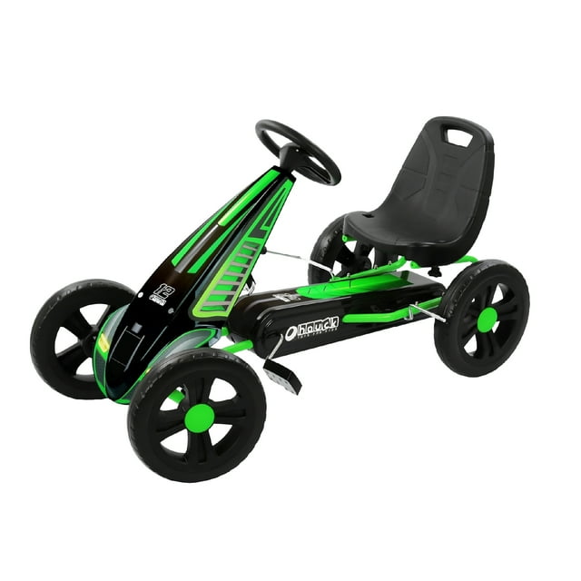 hauck Cyclone Junior Racing Go Kart with 12" Rims and Race Style Pedals, Lime Green