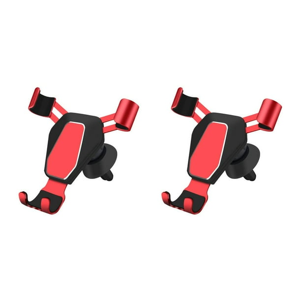 Tholdsy Soporte universal para teléfono celular para automóvil Estante de soporte de montaje de ventilación de aire de metal con clip ajustable, rojo No.04 2piezas