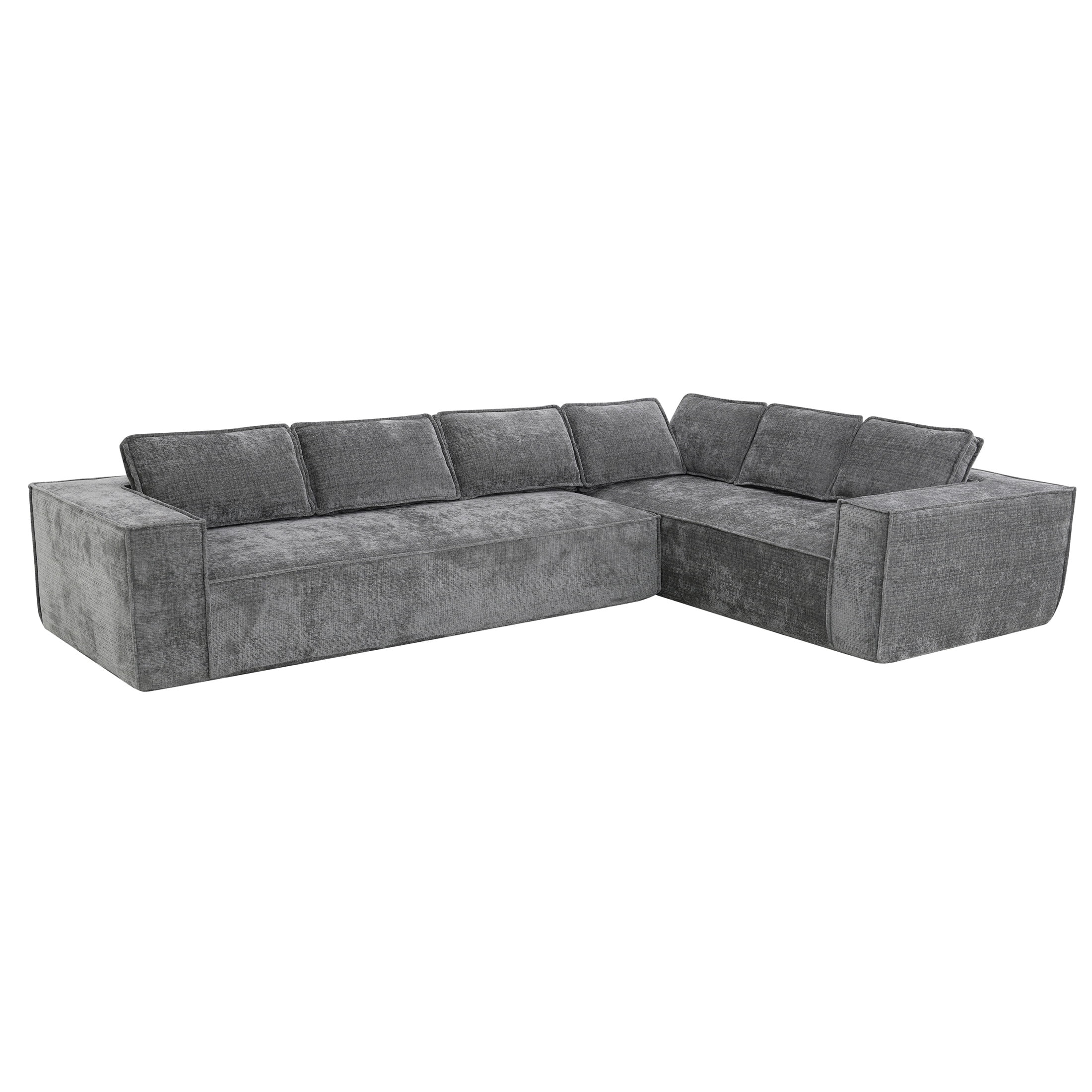 Noble House 129.5" Modular L-Shaped Sectional Sofa, Modern Chenille Cloud Couch Set for Living Room, Gray