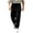 Black, variant on Men Drawstring Elastic High Waist Pleated Cuffed Ankle Loose Woven Jogger Pants Deep Side Slip Pockets Lightweight Crinkle Fabric Outdoor Daily Casual Trousers M