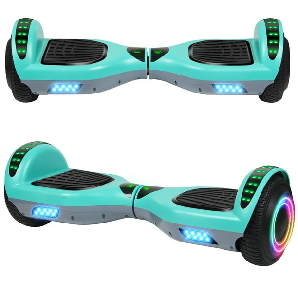 6.5" Two-Wheel Hoverboard with Bluetooth LED Lights Electric Scooter Hoverboard for Kids Green-Gray - Walmart.com