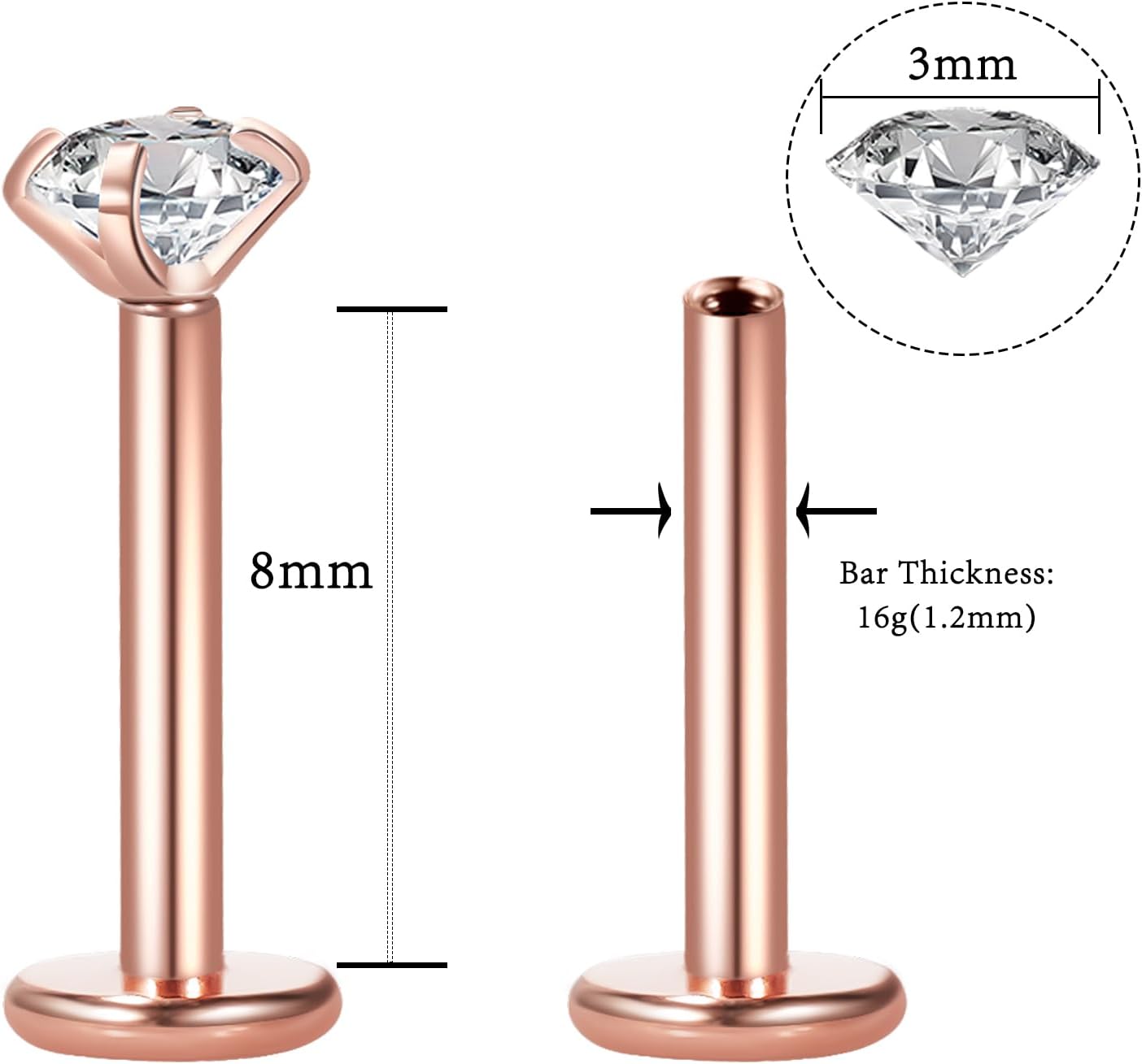 12PCS Quality 16G Monroe Lip Rings Cartilage Helix Tragus Earring Labret Studs Piercing Jewelry[q804]