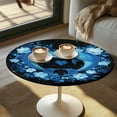 thumbnail image 2 of SEANATIVE 24'' Diameter Round Table Topper Cap Set of 4 with Elastic Edge Stain-resistant Cocktail Tablecloth Decorative Table Top Covers for Indoor Outdoor Cocktail Events, Love Dolphin Flower Blue, 2 of 7