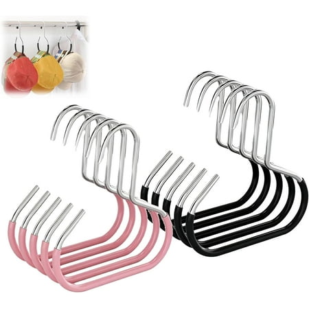 Durable Steel Hangers: Maximize Closet Space with Versatile Storage 6/12/24 Stainless Steel Hat Hanger Organizer with Anti-Slip Hooks
