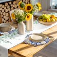 thumbnail image 4 of Geometric Flower Round 13 Inch Placemats Set of 4, Vintage Country Floral Blue Grey on Linen HeatResistant Non Slip Place Mats for Dining Table, Wipeable Braided Kitchen Table Mats for Housewarming, 4 of 9